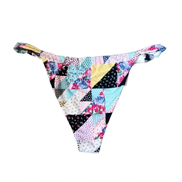 NWT Frankies Bikinis Gabe High Cut Bikini Bottom in Patchwork Size Large - Picture 7 of 13